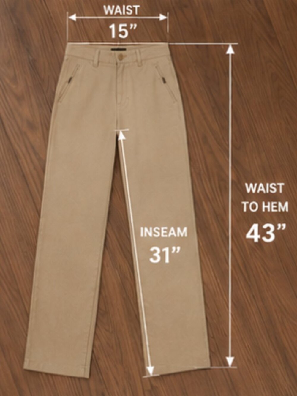Lauren Ralph Lauren Khaki Straight Leg Pants 6 Stretch Cotton Leather Zip Trim - Picture 8 of 8